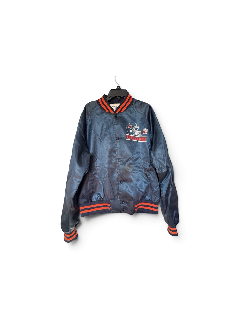 Chicago Bears Navy Satin Windbreaker Jacket with Orange Trim